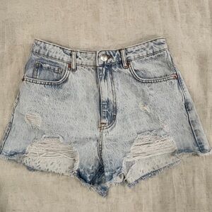 Zara Faded Blue Ripped Jean Shorts